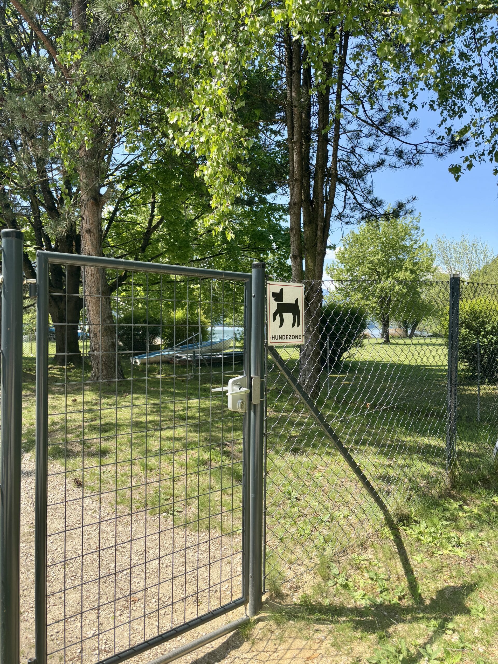 Eingezäunte Hundewiese im Fischerpark in Döbriach