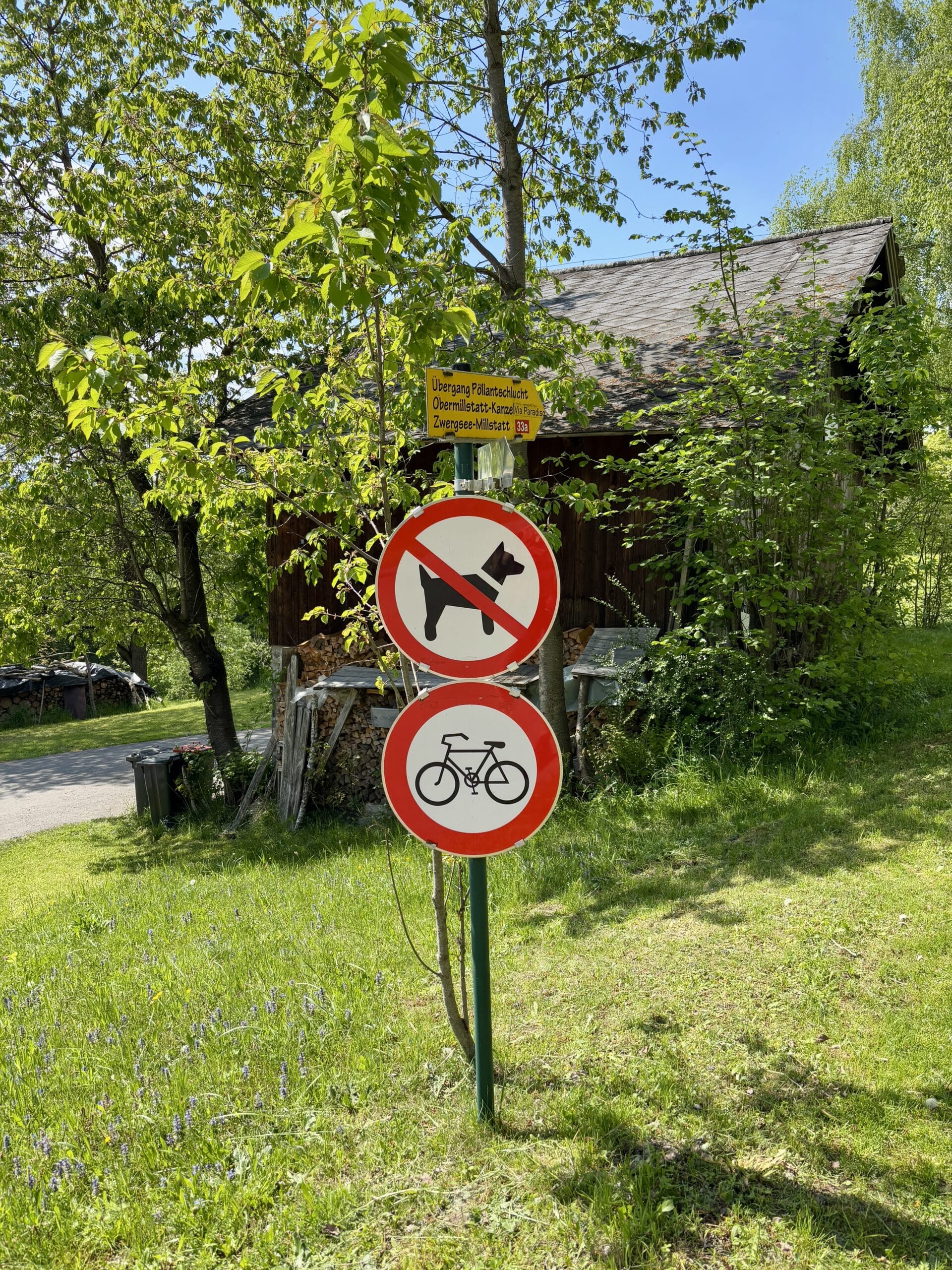 Hinweisschild, Hundeverbot, Via Paradiso Etappe 1