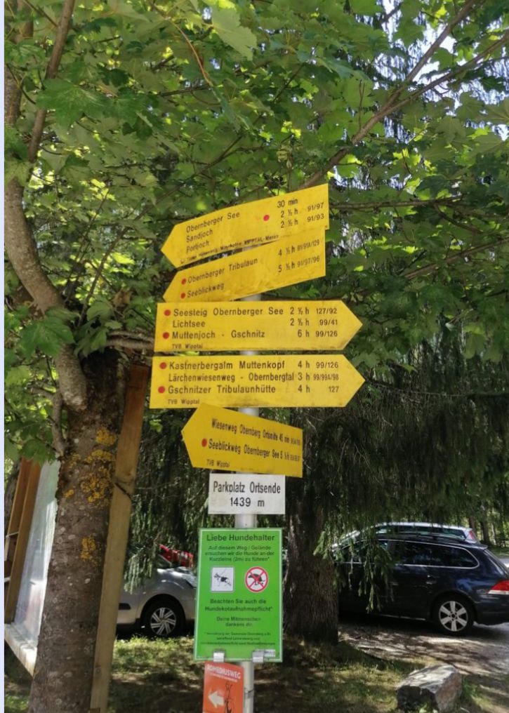Wanderwegweiser Obernberger Alm Waldesruh