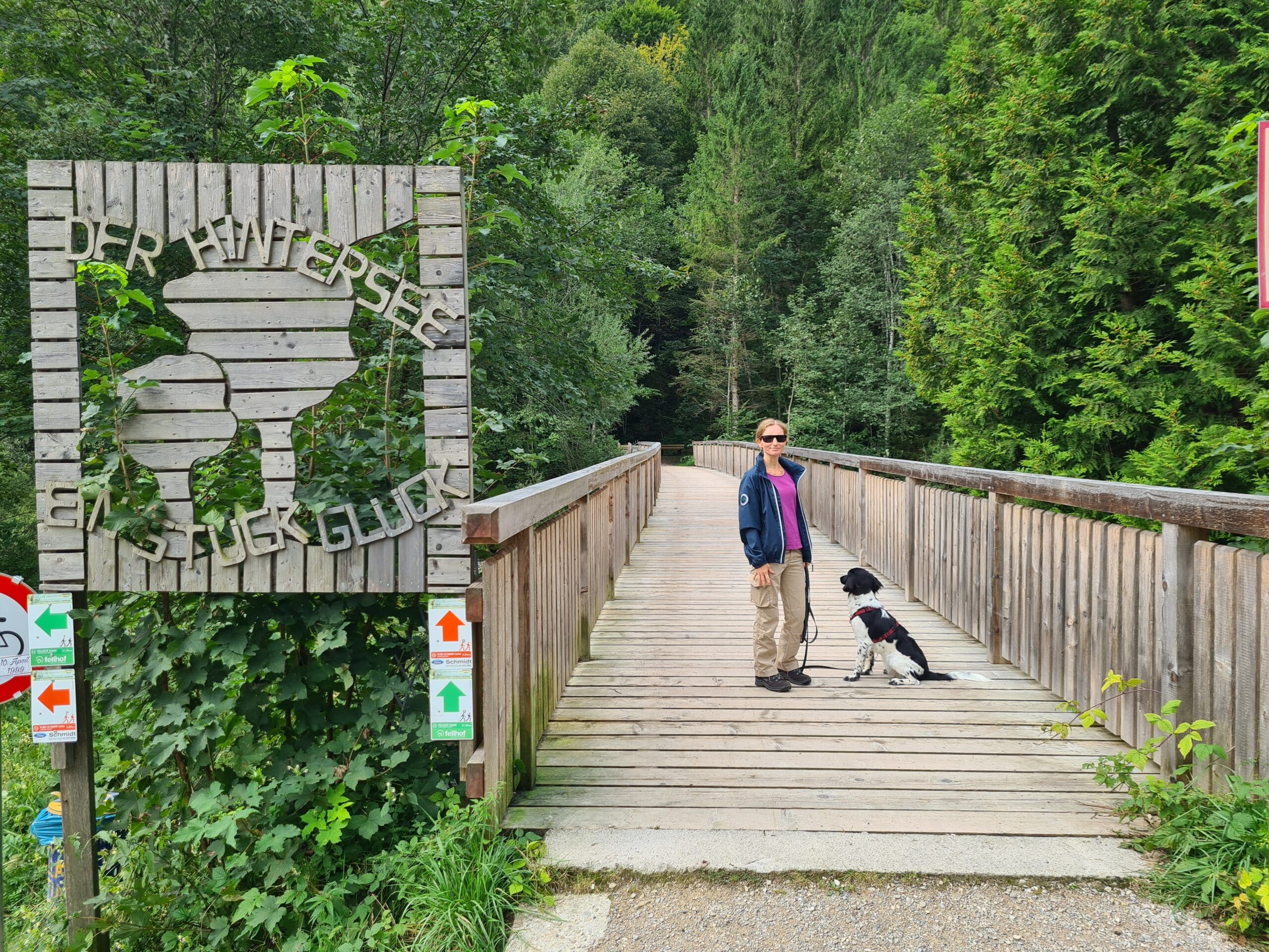 Wandern mit Hund Hintersee, Rundweg, Holzbrücke
