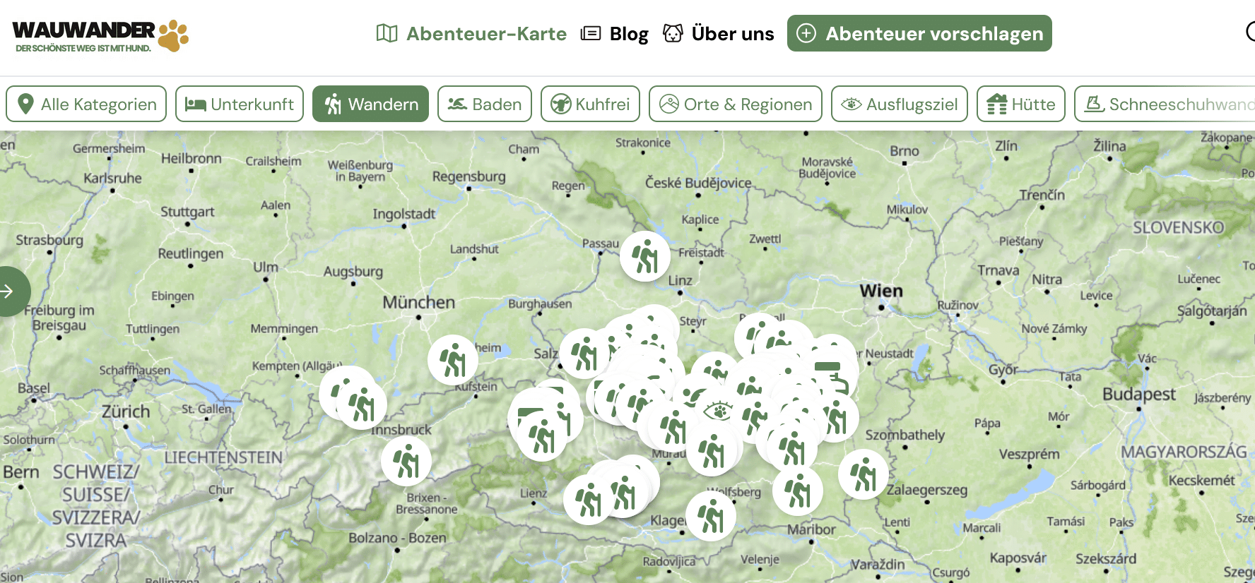 WauWander digitale Hundewanderkarte Österreich