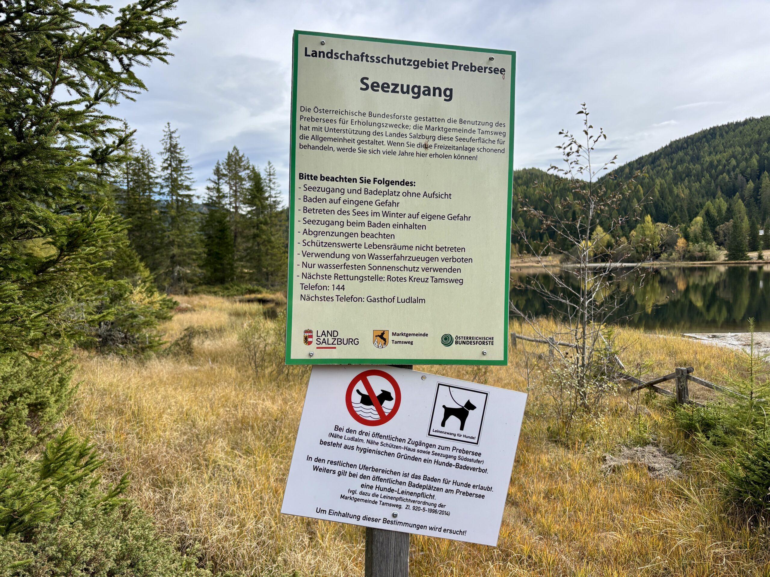 Hinweisschild Hundehalter am Prebersee